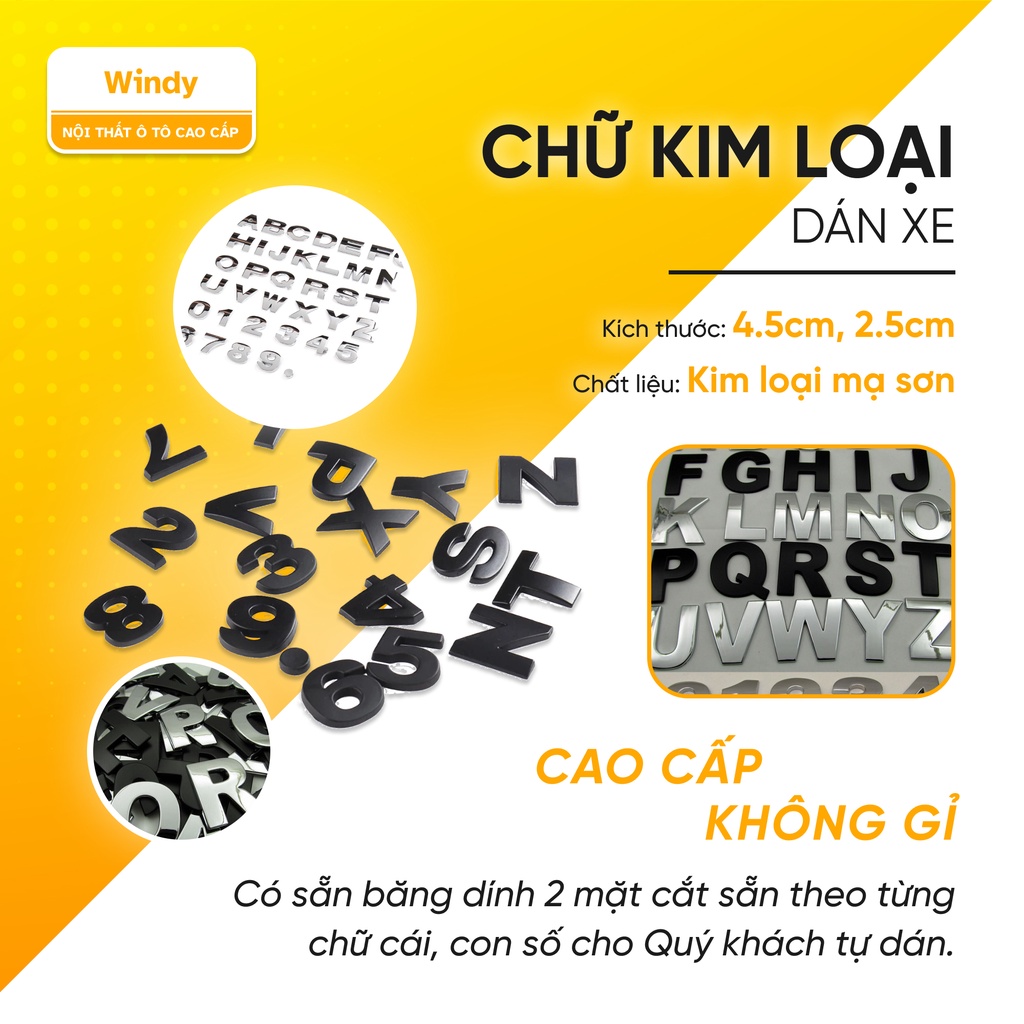Chữ Cái Dán Trang Trí, Chất Liệu Kim Loại Sang Trọng, Tặng Kèm Keo 3M,Kèm video, ảnh thật shop chụp,uy tín