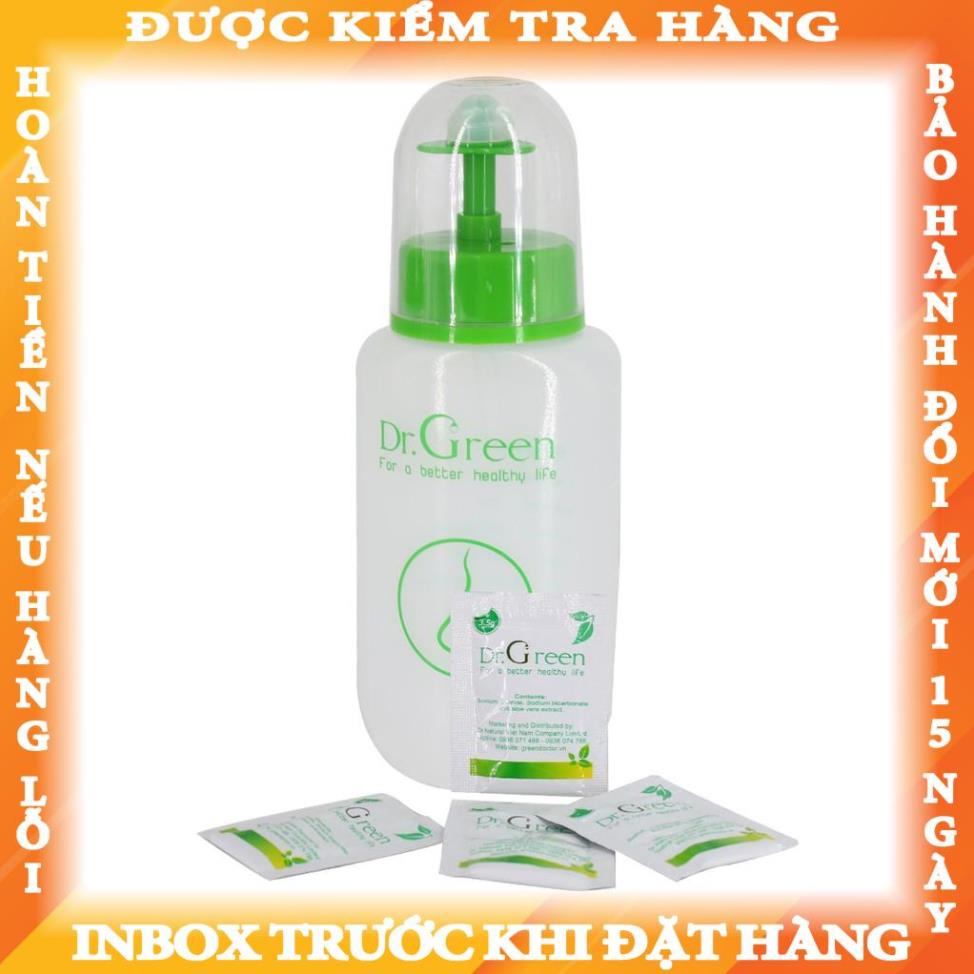 Bình rửa mũi Dr.Green chính hãng, Đầu rửa silicon, 1 bình kèm 10 gói muối biển, hỗ trợ viêm mũi xoang dinhcirs