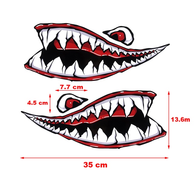 &quot;Shark Mouth&quot; Sticker Phản quang Xe máy Xe tay ga bên Decal Dán trang trí vui nhộn