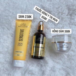 Combo tinh chất mụn, kem hồng sâm và sữa rửa mặt chamomileskill hàng chuẩn