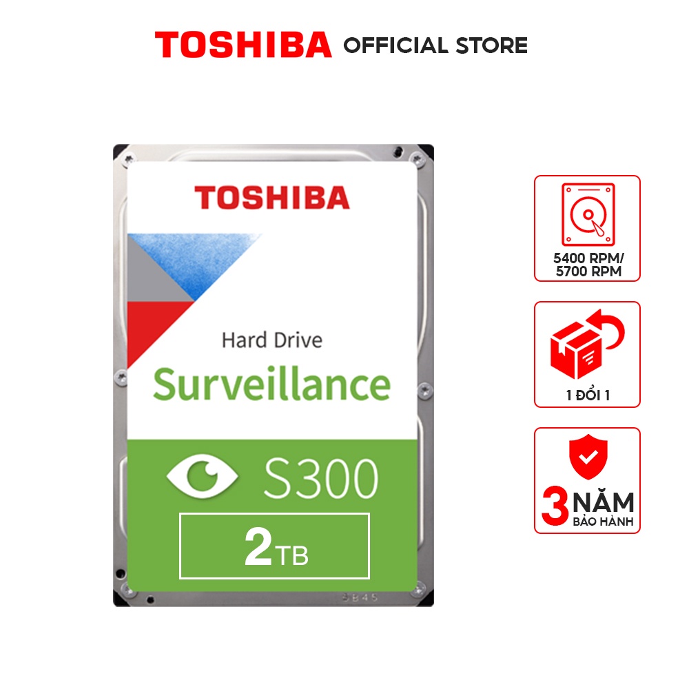 Ổ Cứng Camera HDD Toshiba S300 2TB Surveillance 3.5Inch Chính Hãng