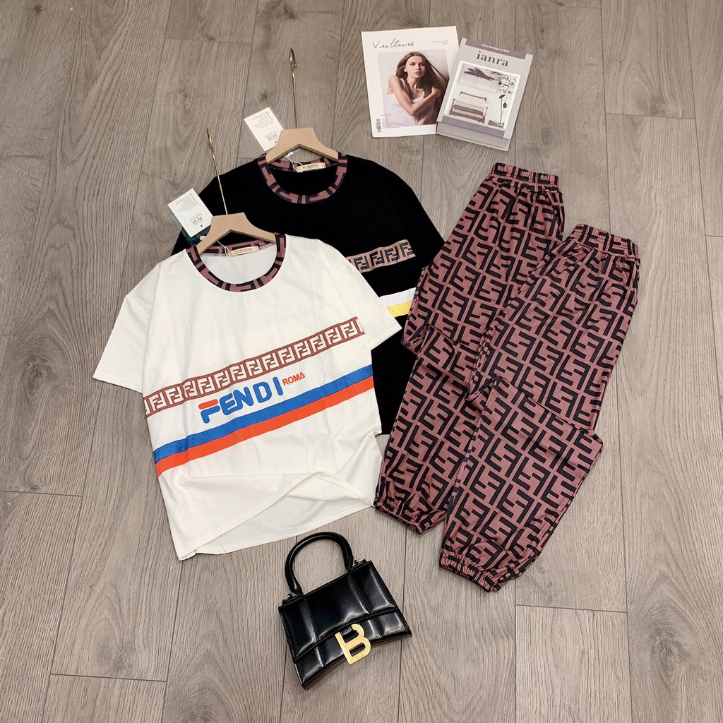 Bộ Thể Thao Nữ Fendy , Set Đồ Áo Cộc Tay Phối Quần Boom Siêu Hot | BigBuy360 - bigbuy360.vn