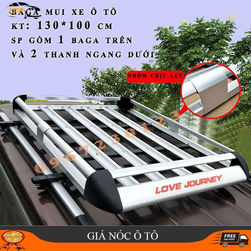Bộ Baga Mui Xe Ô Tô Xà Đôi Giá Nóc Chở Hàng Ô tô Cỡ 130*100 cm Phù Hợp Xe Bán Tải Và Suv Hàng Love Journey