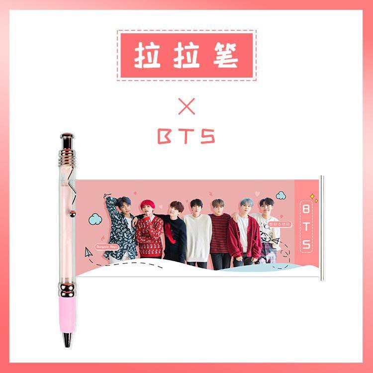 Bút mực gel ngòi 0.5mm có cuộn giấy in hình nhóm BTS | BigBuy360 - bigbuy360.vn