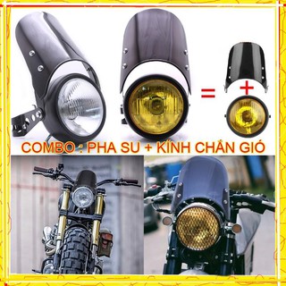 ⭐⭐⭐⭐⭐[COMBO] KÍNH CHẮN GIÓ + ĐÈN PHA ĐỘ CAFE RACER , GN127, CG125, WIN, HONDA 67
