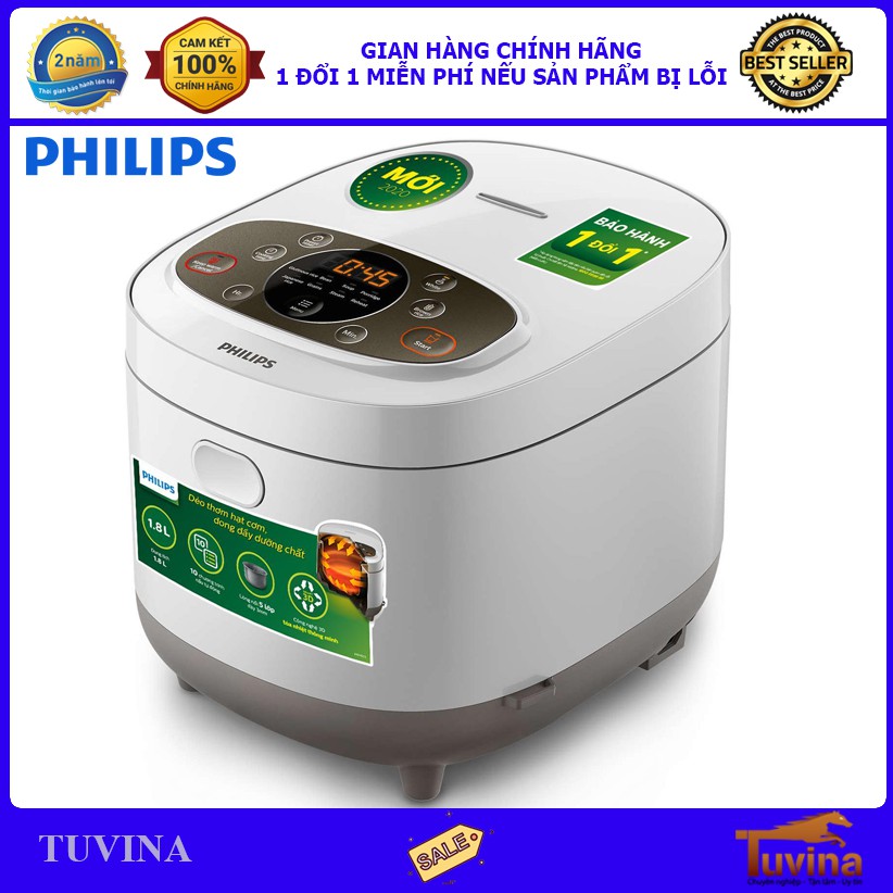 Nồi Cơm Điện Tử Philips 1.8 Lít HD4533 - Hàng Chính Hãng (Bảo Hành Toàn Cầu 2 Năm)