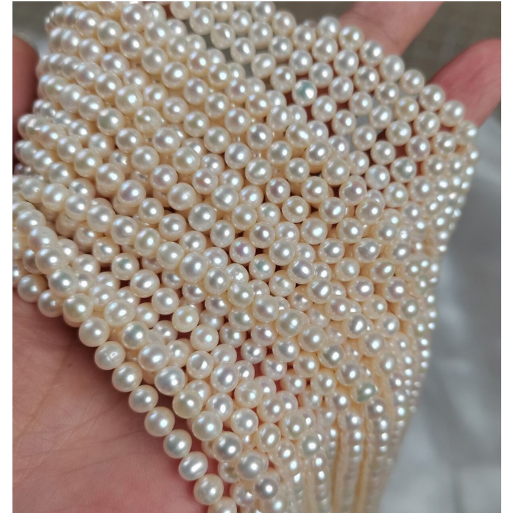 Mới Chuỗi Hạt Ngọc Trai Tự Nhiên 5mm