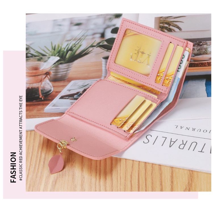 Women's Short Small Coin Purse Wallet Ladies Leather Folding Card Card Holder