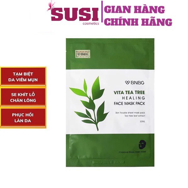 Mặt Nạ Tràm Trà BNBG Vita Tea Tree Healing Face Mask Pack Giảm Mụn Thâm Sẹo Thải Độc Da [NHẬP KHẨU CHÍNH HÃNG]