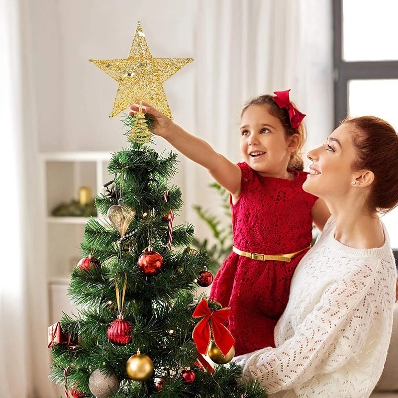 1 Ngôi Sao Kim Tuyến Lấp Lánh Trang Trí Cây Thông Giáng Sinh / Năm Mới
