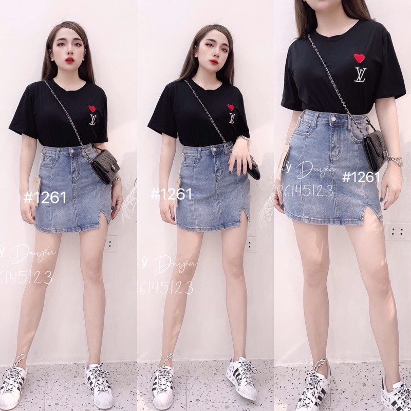 Giả váy bò xẻ 2 màu xanh, đen. Size S M siêu hot