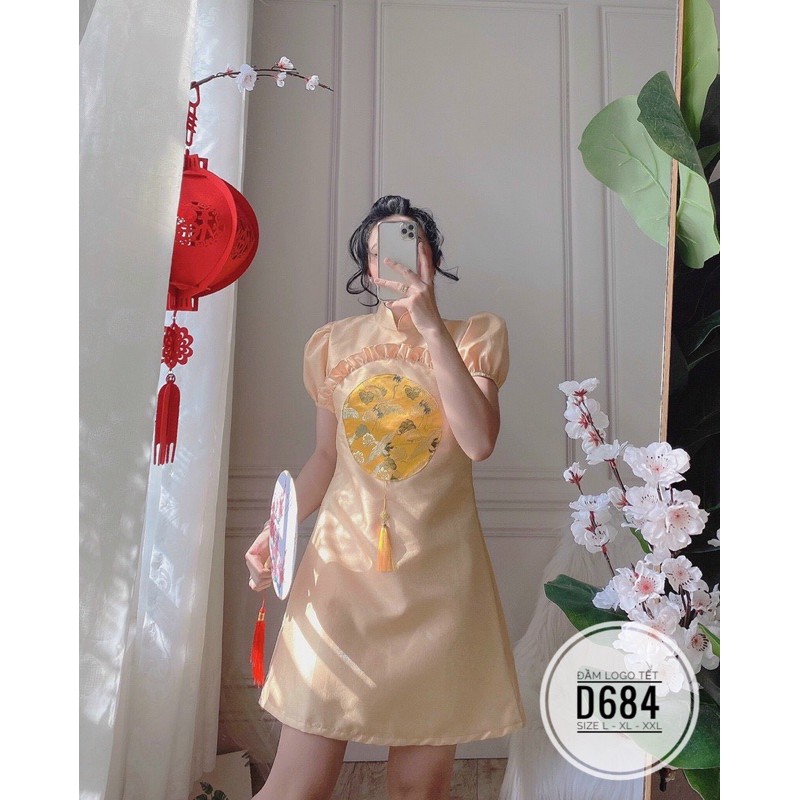Bigsize Đầm logo tết D684