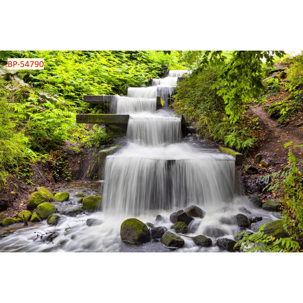 Tranh 3d thác nước chảy trong lành, tươi mát phù hợp nhiều không gian