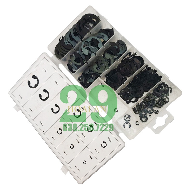 Hộp Vòng Phanh Phe Chân Trục Chữ E - CLIP 300PC Tặng găng tay bảo hộ