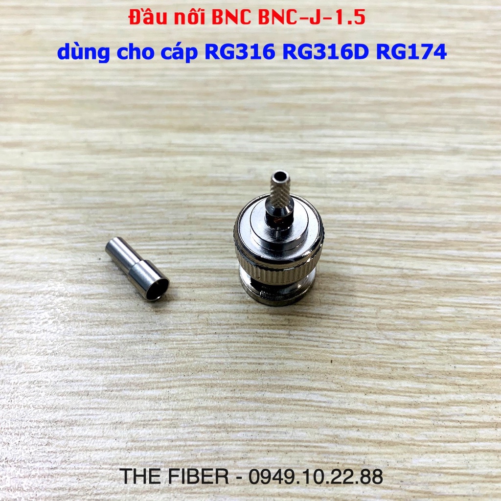 Đầu nối dây BNC đực male connector BNC-J-1.5 dành cho cáp RG316 RG316D RG174