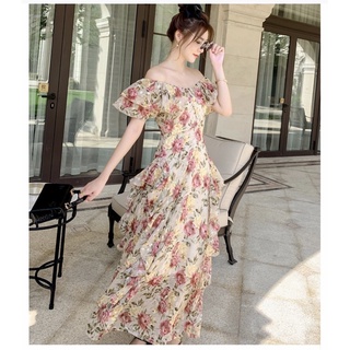 Váy hoa tiểu thư trễ vai