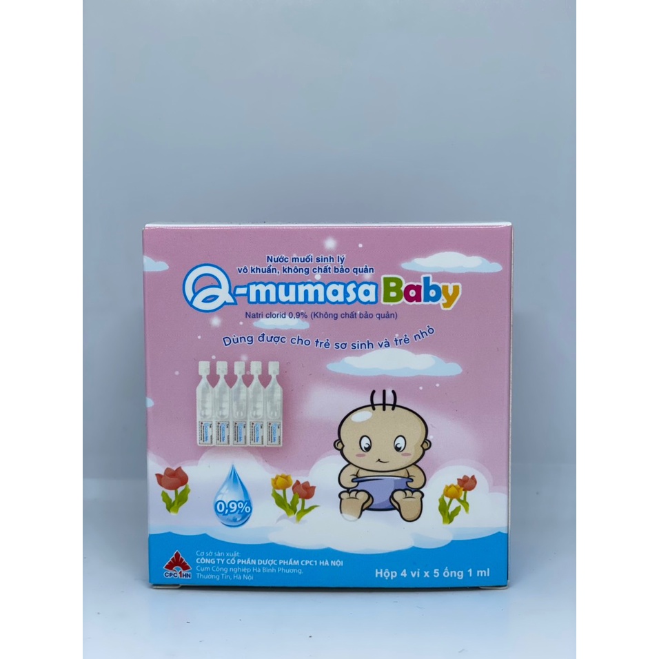 Nước muối sinh lý vô khuẩn cho bé Q-mumasa Baby nhỏ mũi cho trẻ sơ sinh và trẻ nhỏ Hộp 20 tép