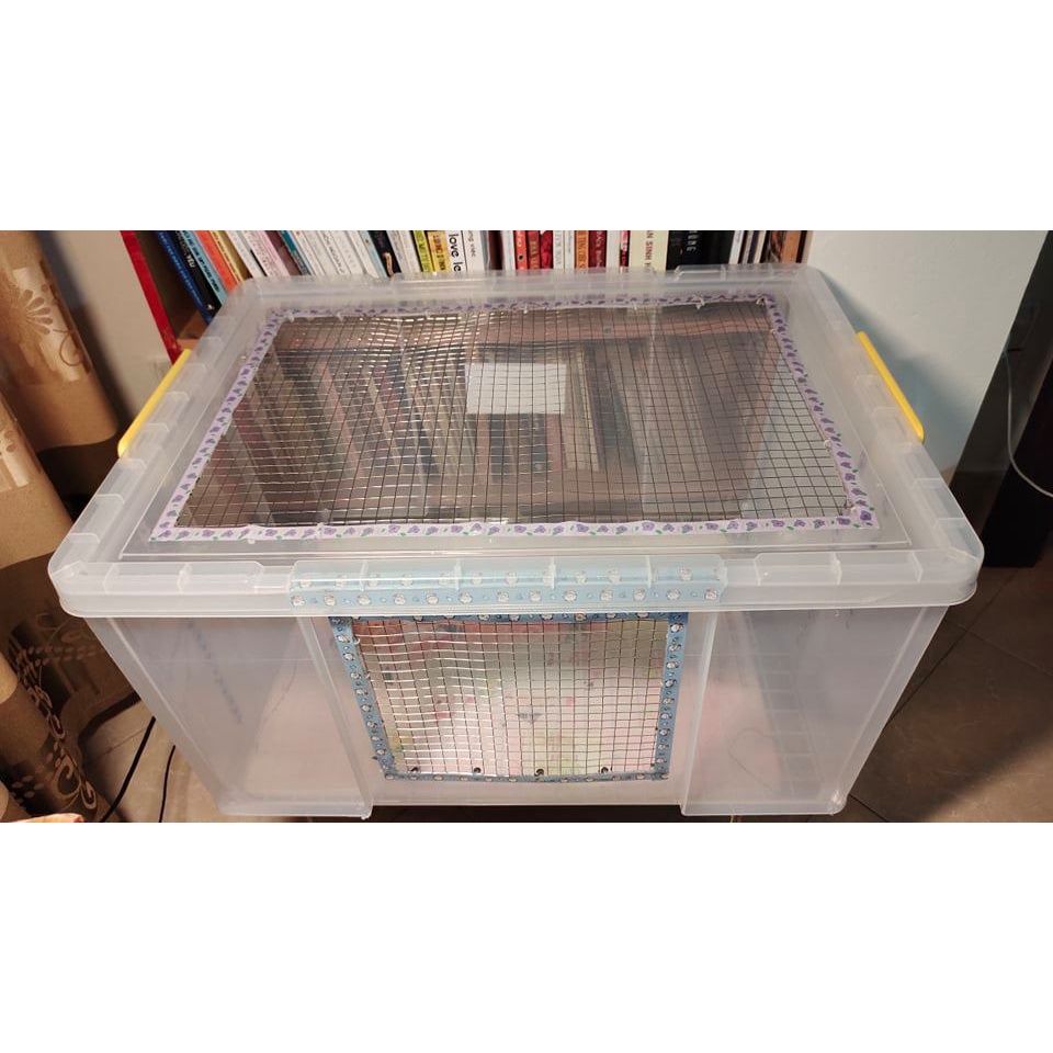 THÙNG NHỰA 100L  2 MẶT LƯỚI NUÔI HAMSTER