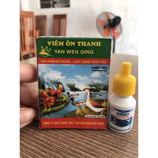 Bộ đôi 1 chai Flosal và 1 vỉ Viêm ôn thanh 24 viên dành cho gà đá