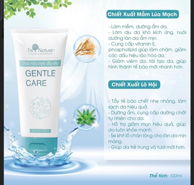 HÀNG CHÍNH HÃNG-SỮA RỬA MẶT DỊU NHẸ GENTLE CARE-DÀNH CHO DA MỤN-DA NHẠY CẢM