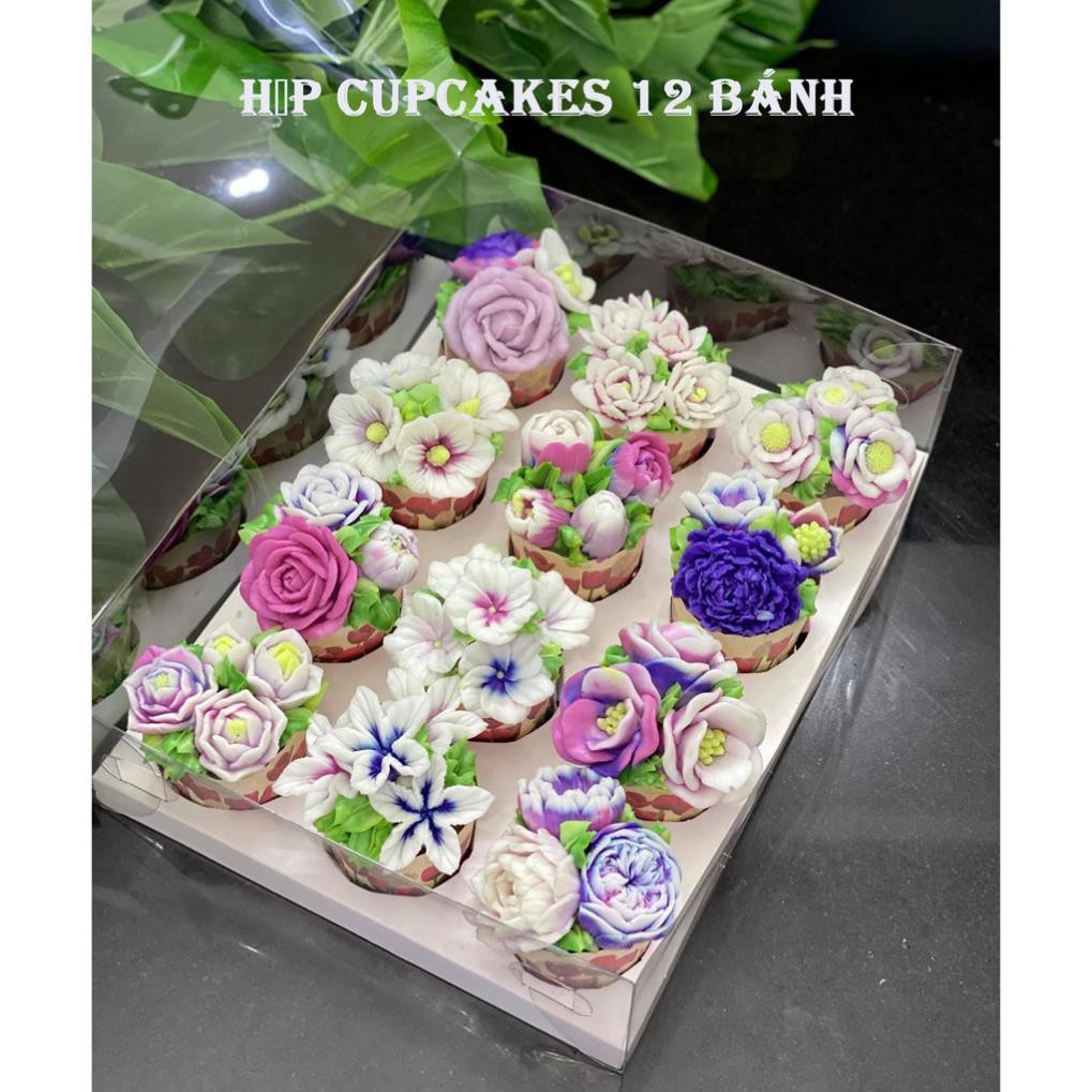 5 hộp mica Cupcakes 6 bánh - 12 bánh trong suốt sang trọng đựng bánh rau câu, gato, bông lan.. tặng 6-12ly giấy cupcake