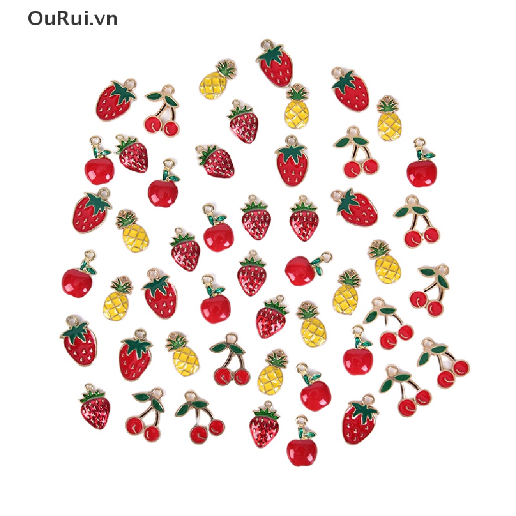 Set 10 Mặt Dây Chuyền Hình Trái Cherry Bằng Hợp Kim Tráng Men DIY
