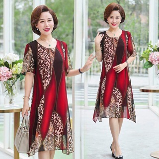 Đầm voan nữ trung niên cao cấp kiểu dáng sang trọng QCNP1153