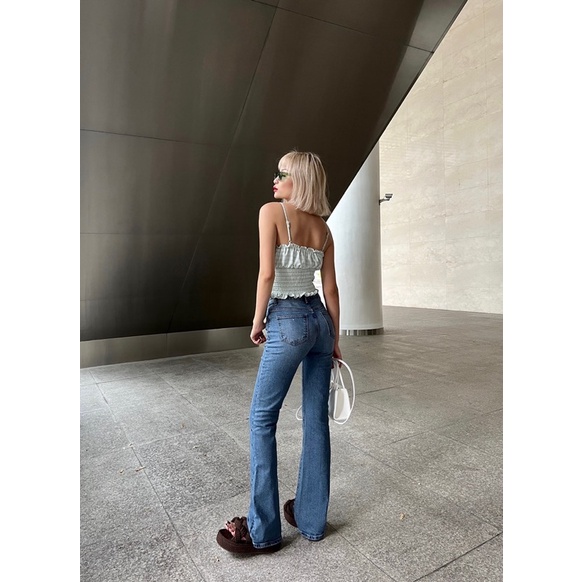 Croptop nữ ống bo chỉ eo đính nơ ngực xanh mint trendy MIEU - JM14