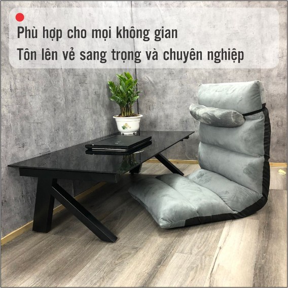 Bàn Làm Việc Ngồi Bệt 120x60x35 Cm Mặt Kính Cương Lực 8 Li Khung Chân Gấp Gọn