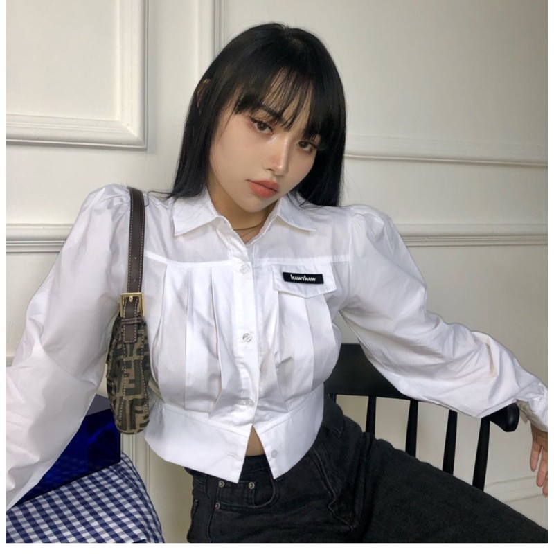 áo croptop sơ mi tay dài | BigBuy360 - bigbuy360.vn