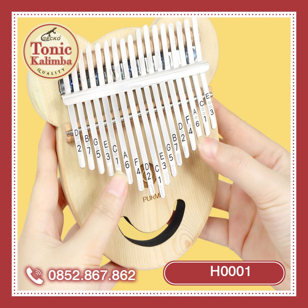 Đàn kalimba 17 phím gỗ mahagony PURM -H0001- Gấu cool Ngầu