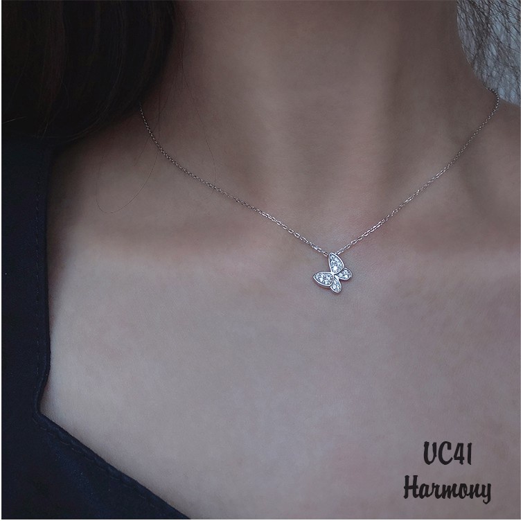 Dây chuyền chocker bạc nữ mặt hồ điệp cánh bướm đính đá sang chảnh| HARMONY ACCESSORIES VC41