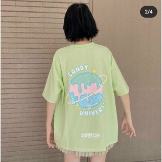 Áo thun cotton tay lỡ màu siêu iu Trắng-Xanh-Đen