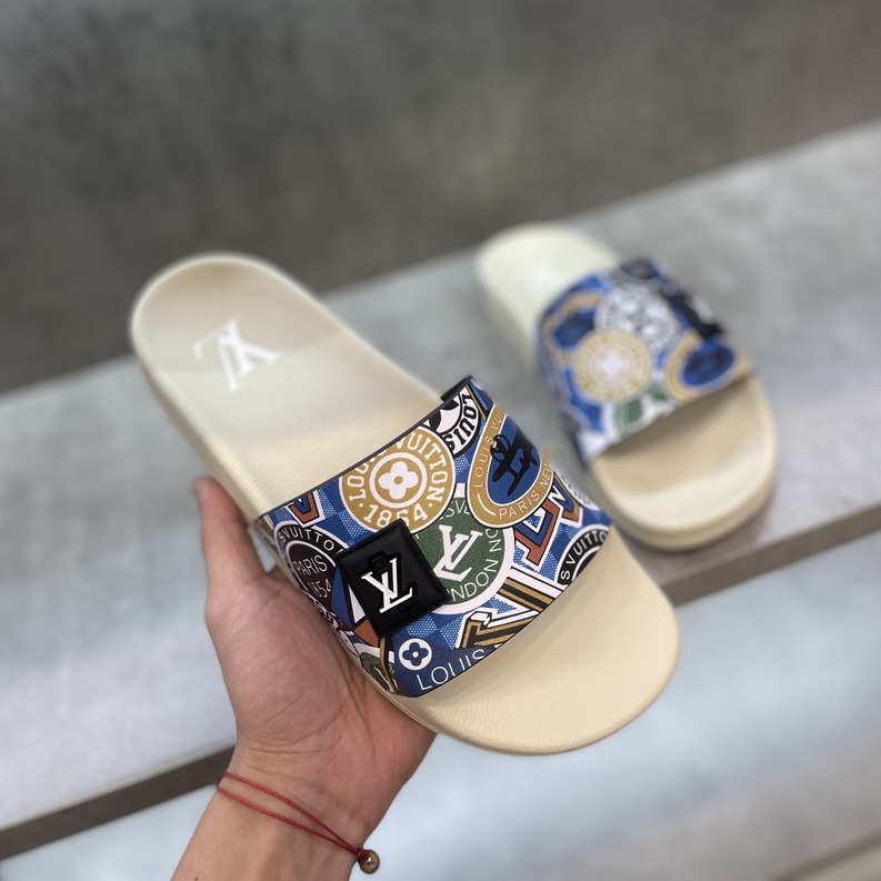 Dép lê quai ngang Louis Vuitton họa tiết fullbox