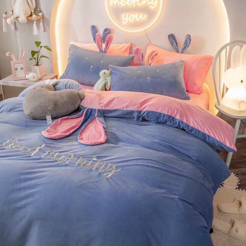 Bộ Vỏ Chăn Ga Gối Nỉ Nhung tai thỏ nhập khẩu đủ mọi kích thước HASUKO 1M2 .1M4 .1M6 .1M8 .2M2