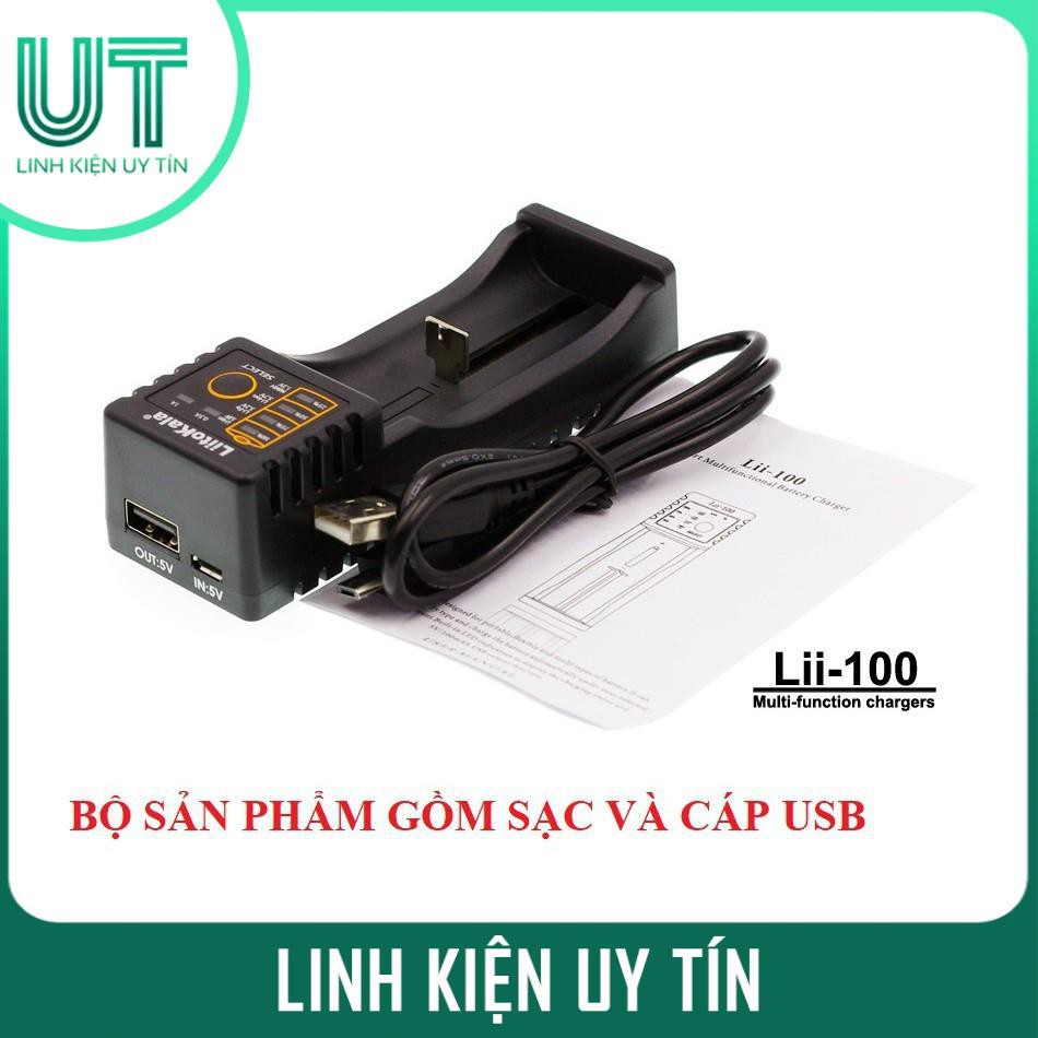 Sạc pin đa năng Liitokala lii-100 một khe pin cho pin 18650, AA, AAA, 26650... (sạc được tất cả các loại pin sạc)