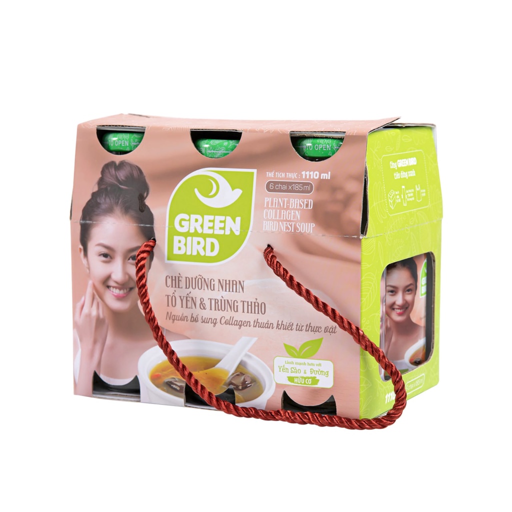 Chè Dưỡng Nhan Yến Sào Và Đông Trùng Thảo - Green Bird - Lốc 6 chai x 175ml