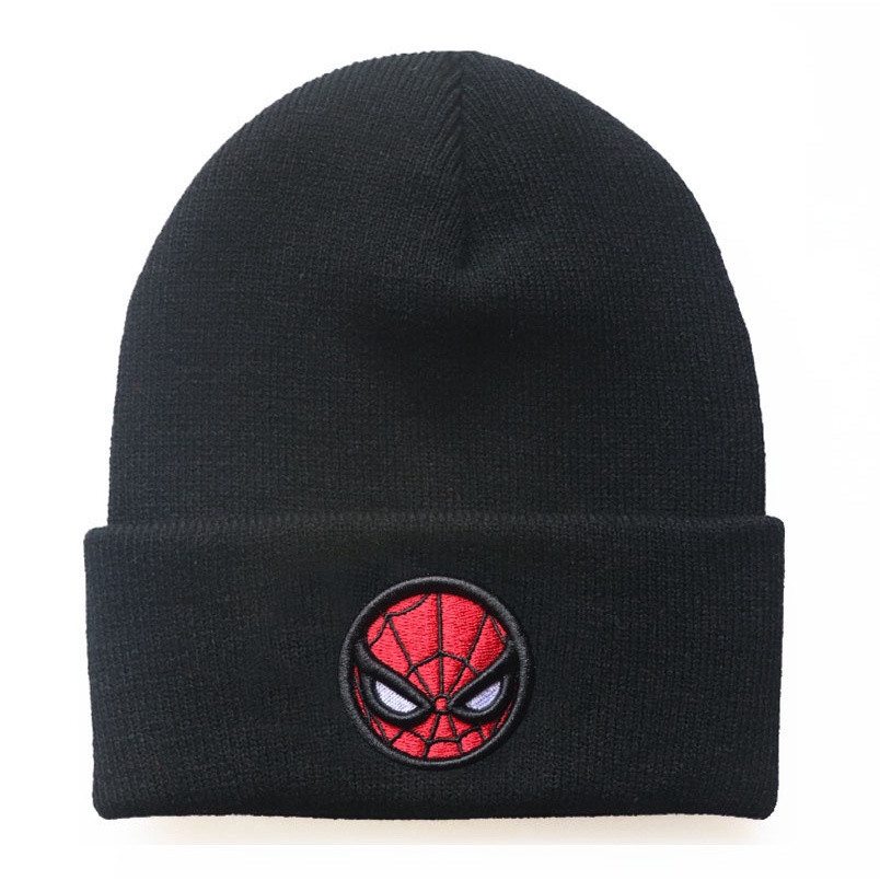 Mũ Len Beanie Thêu Hình Marvel Thanos Spiderman Phong Cách Thường Ngày Cho Bé Trai Bé Gái