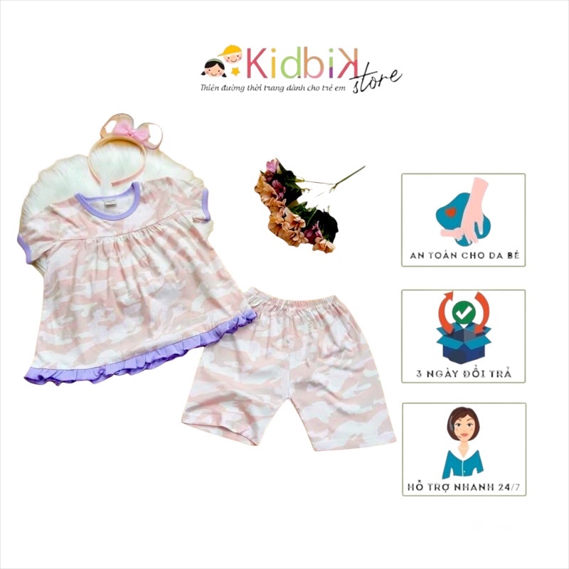 Đồ bộ ngắn tay vải thun cotton mát mịn cho bé gái từ 3-8 tuổi, 10-27kg | KidKid Store