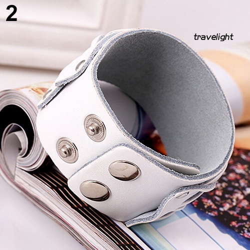 Vòng Tay Da Bản Rộng Phong Cách Punk Cá Tính Cho Nam Nữ