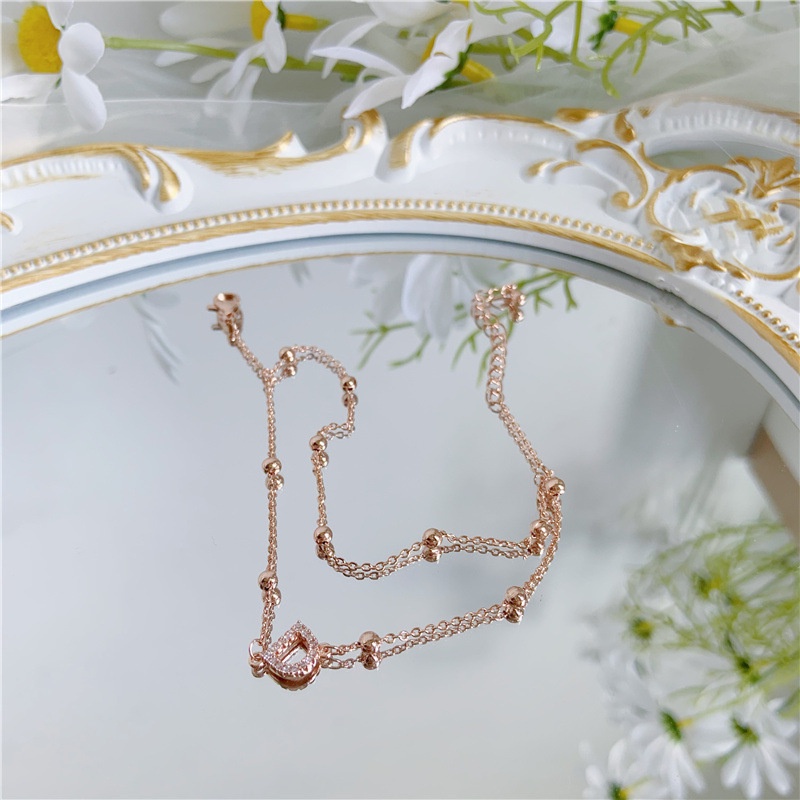 Korean version of simple sparkling zircon necklace rose gold zircon suitable for cold wind