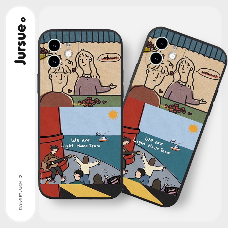 Ốp lưng JURSUE mềm ngộ nghĩnh độc lạ cho iPhone 13 12 11 Pro Max SE 2020 X XR XS 8 7 ip 6S 6 Plus kute Y2039