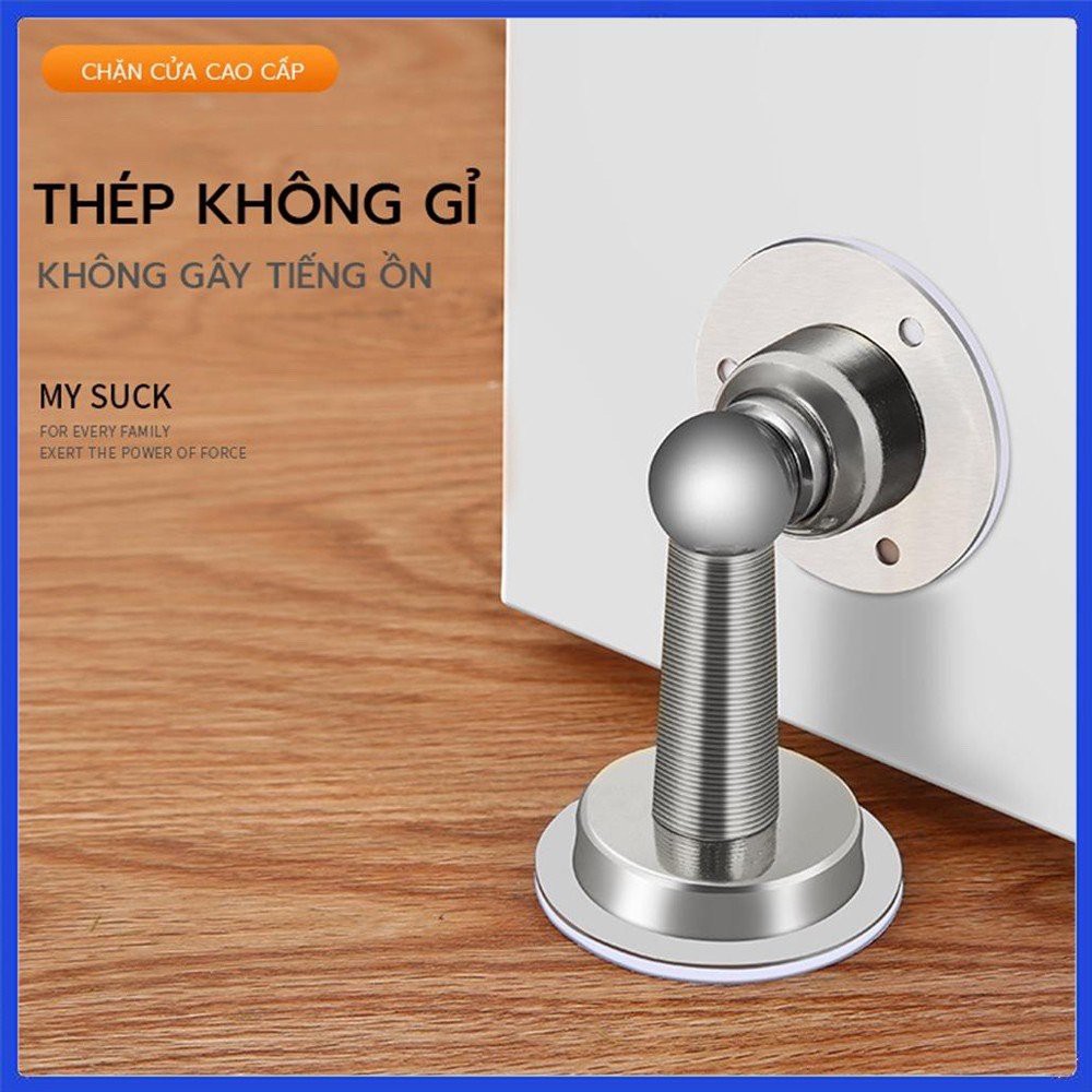 Chặn cửa thông minh - inox 304 Thép không gỉ - Không khoan đục - Sử dụng băng dính 3M - Nam châm hút cực mạnh