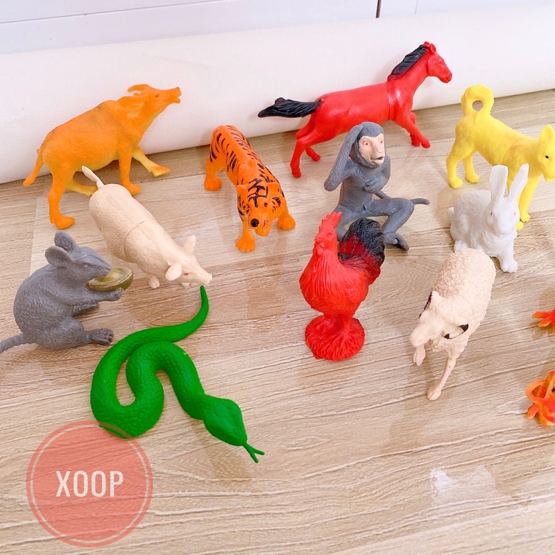 Đồ chơi mô hình bộ 12 con giáp nhiều màu sắc cho bé trai, bé gái