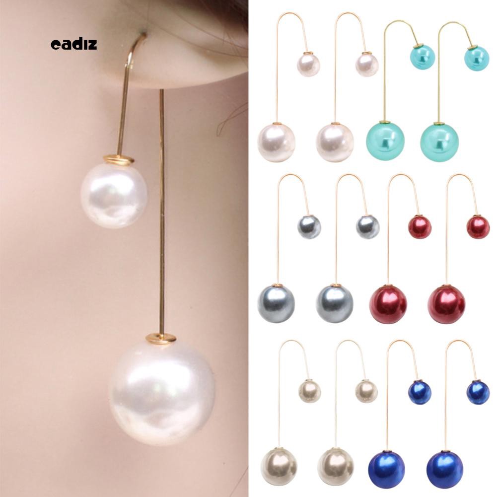 Hoa tai đính hạt ngọc trai 2 mặt thiết kế độc đáo