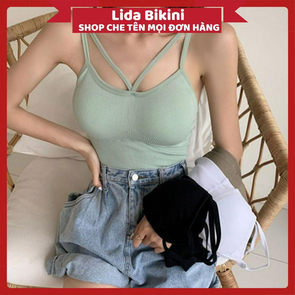 Áo Bra Nữ Cotton Lida cao cấp thiết kế Chéo Dây không gọng nâng ngực mềm mại MÃ V88