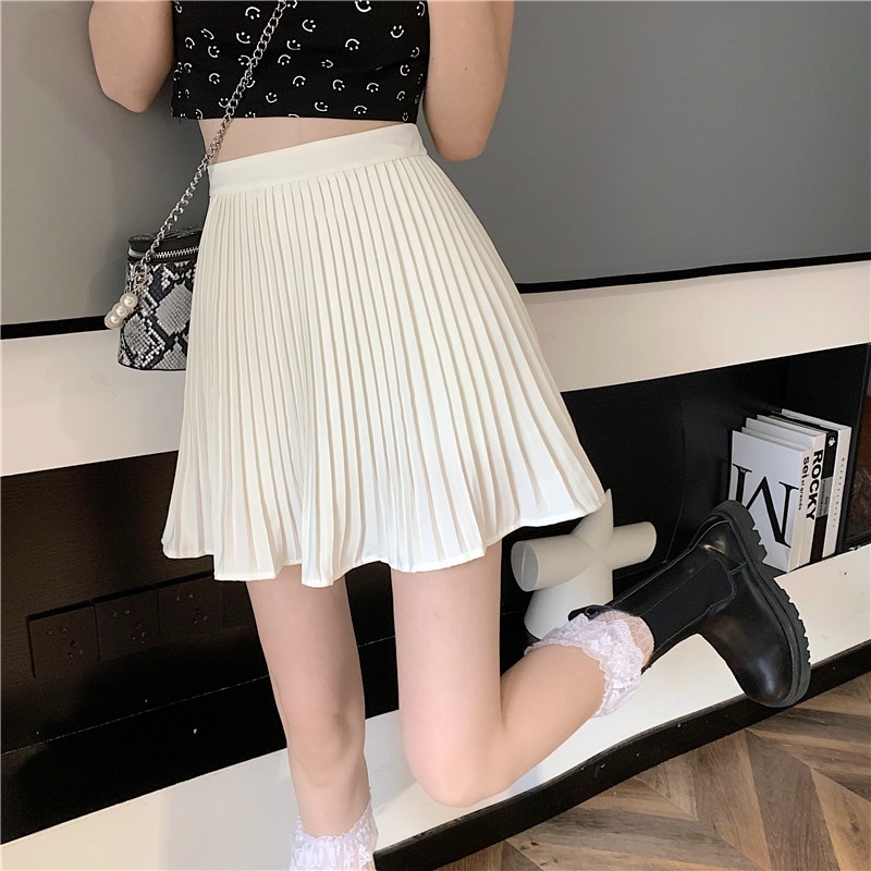 Chân Váy Chữ A Lưng Cao Xếp Ly Màu Đen Thời Trang Mùa Hè Hàn Quốc Cho Nữ | BigBuy360 - bigbuy360.vn