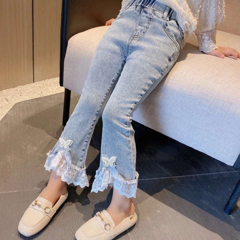 Quần Jeans SUPER BÁNH BÈO CHO GÁI  Màu Trơn Thời Trang Hàn Quốc 2021