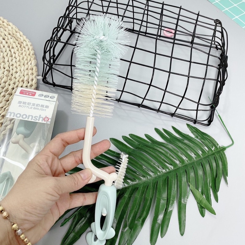 Bộ cọ rửa bình sữa Moon ship 2 chi tiết 360 độ