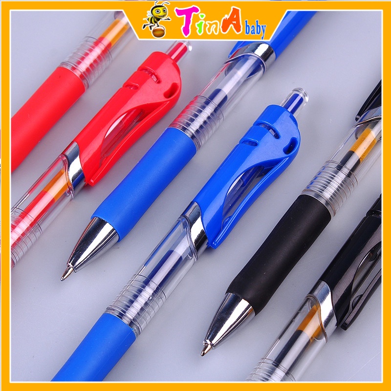 Bút bi học sinh ngòi 0.5mm bút mực nước màu xanh đen đỏ đồ dùng học tập E957